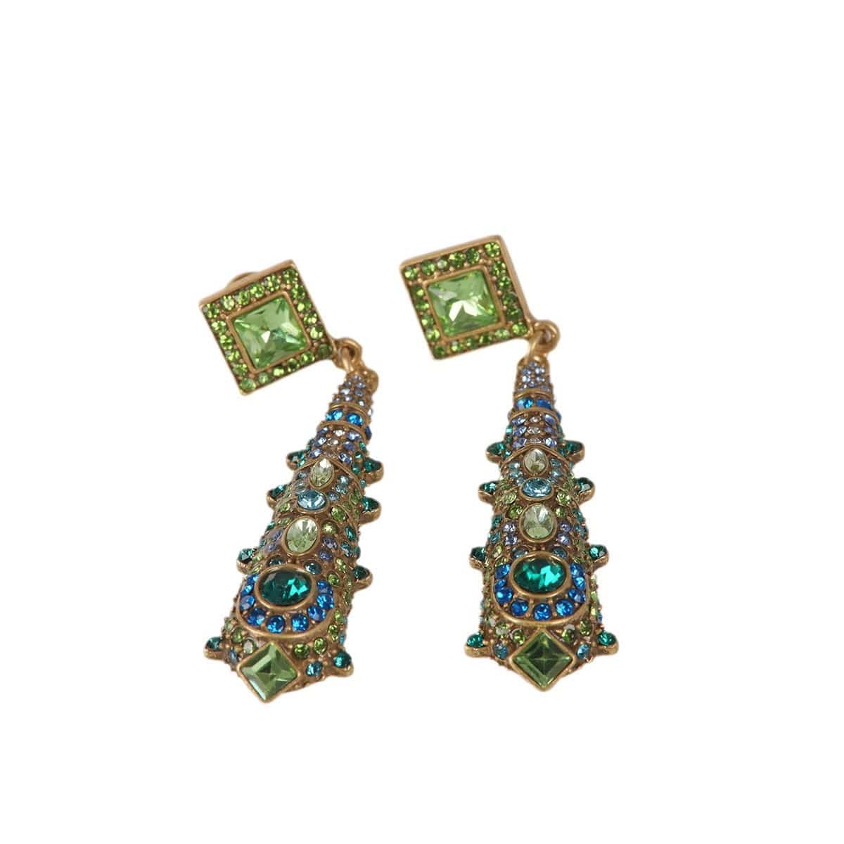 Mypinknyc Crystal Element Double Drop Earrings