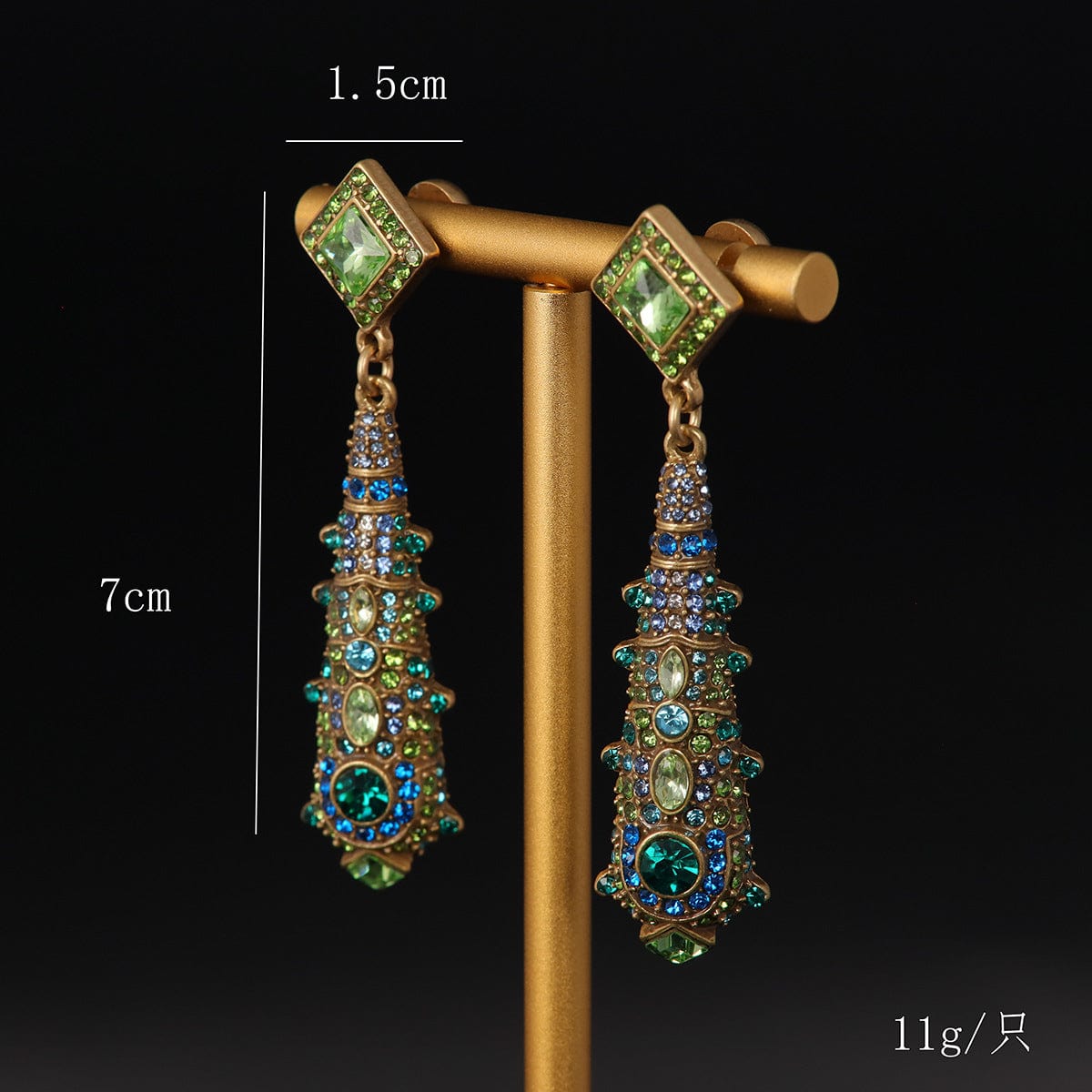Mypinknyc Crystal Element Double Drop Earrings
