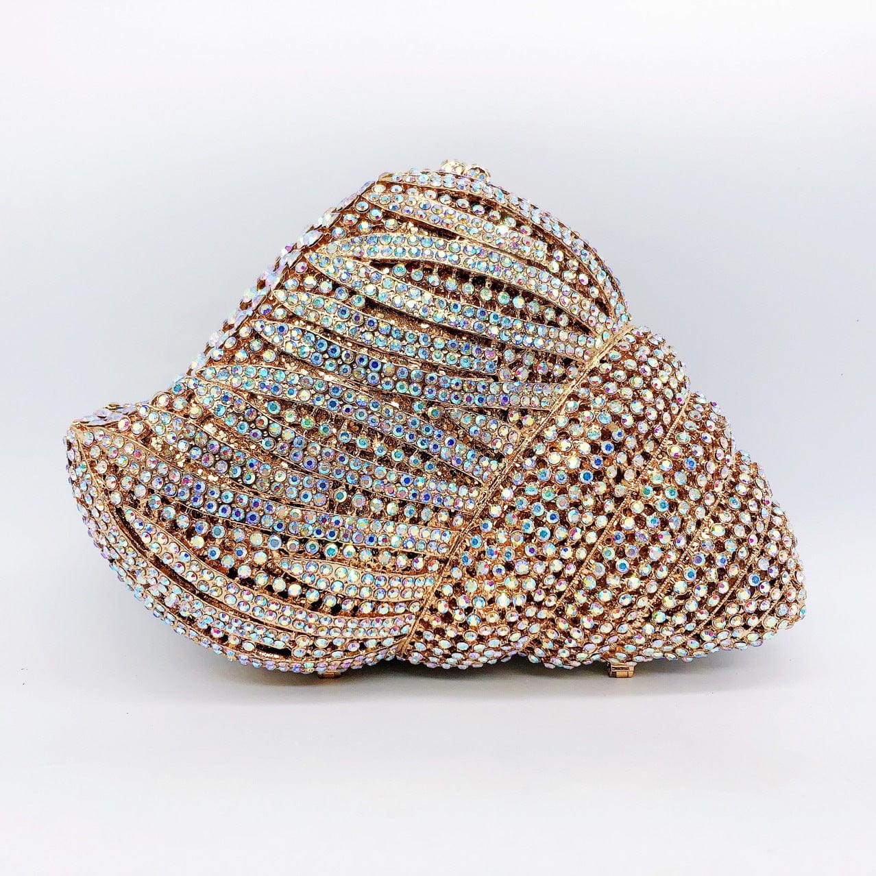 Mypinknyc Crystal Embellished Conch Rhinestone Clutch