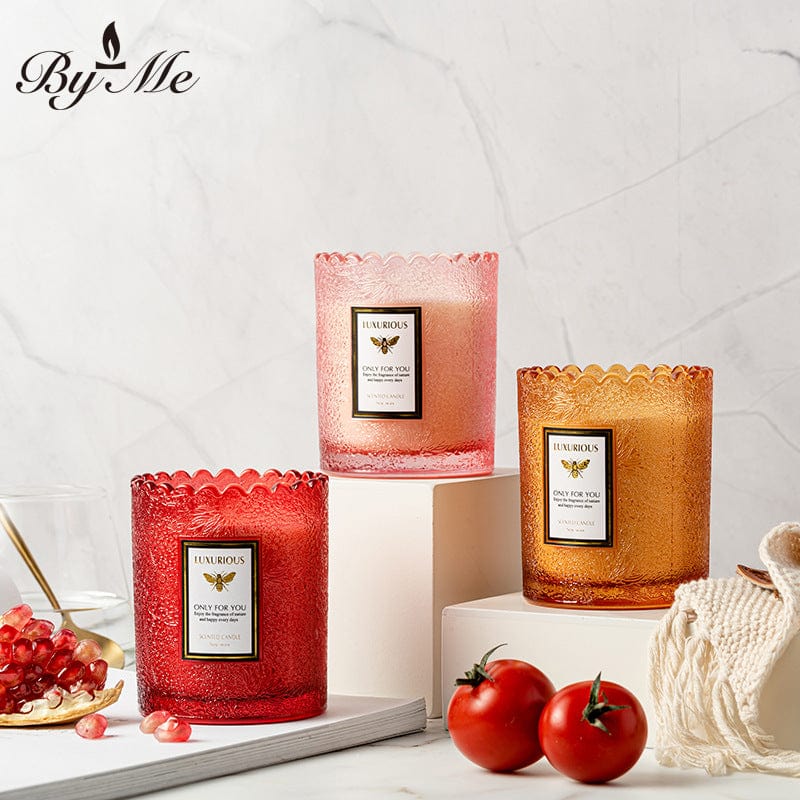 Mypinknyc Embossed Glass Cups Candles