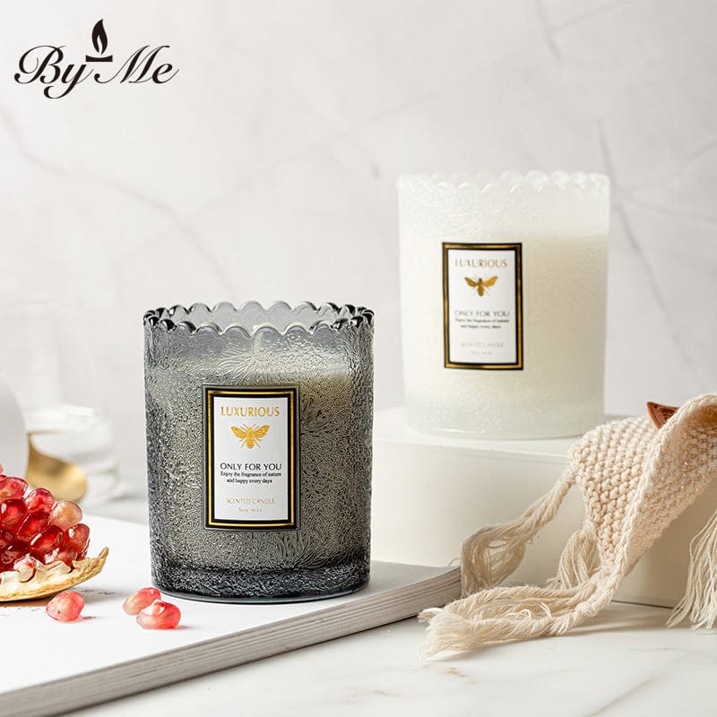 Mypinknyc Embossed Glass Cups Candles