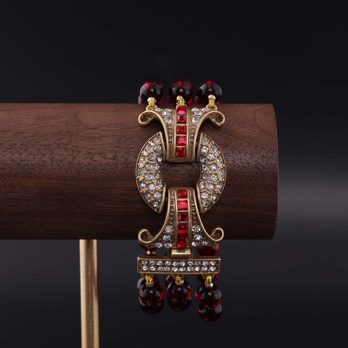 Mypinknyc Garnet Studded Zircon Bracelet