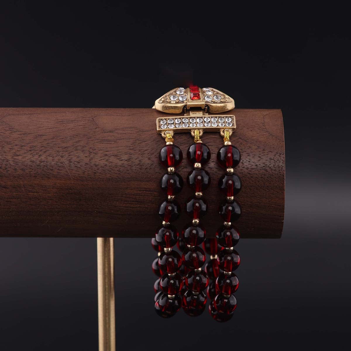 Mypinknyc Garnet Studded Zircon Bracelet