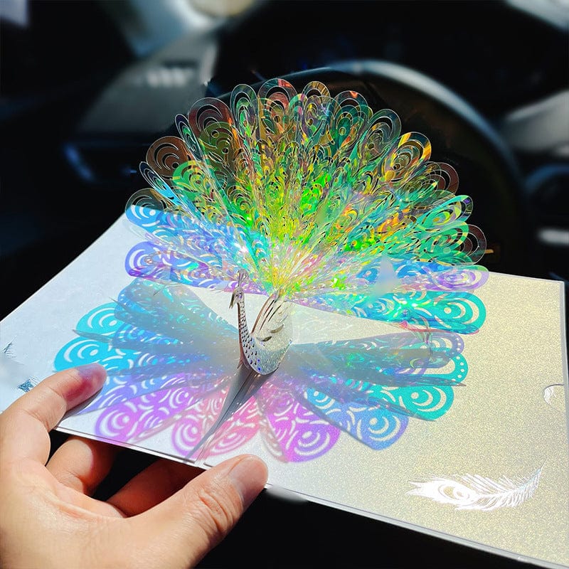 Mypinknyc Peacock Sparkling 3D Greeting Popup Card