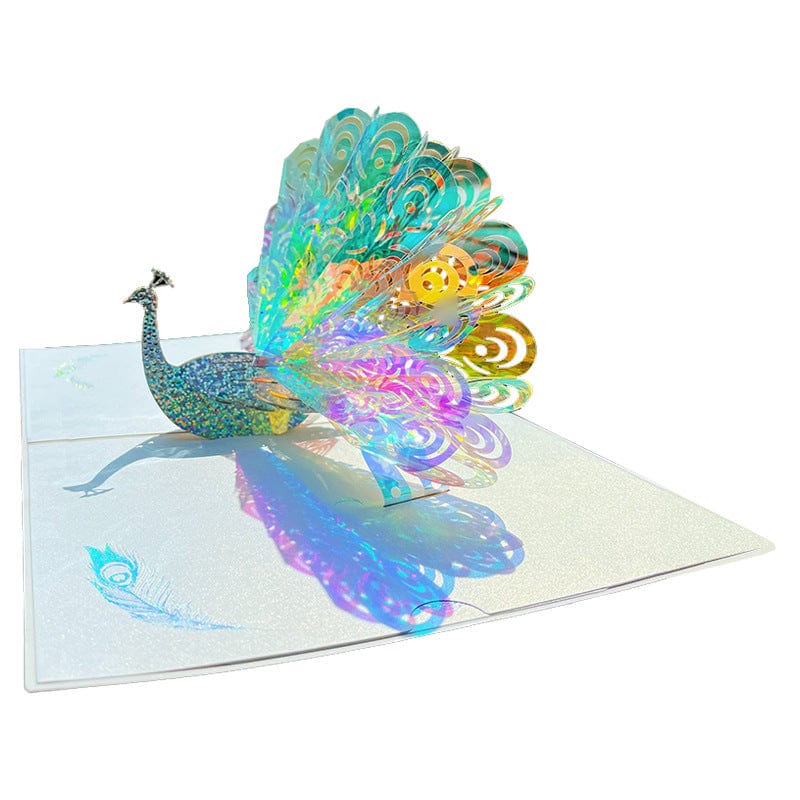 Mypinknyc Peacock Sparkling 3D Greeting Popup Card