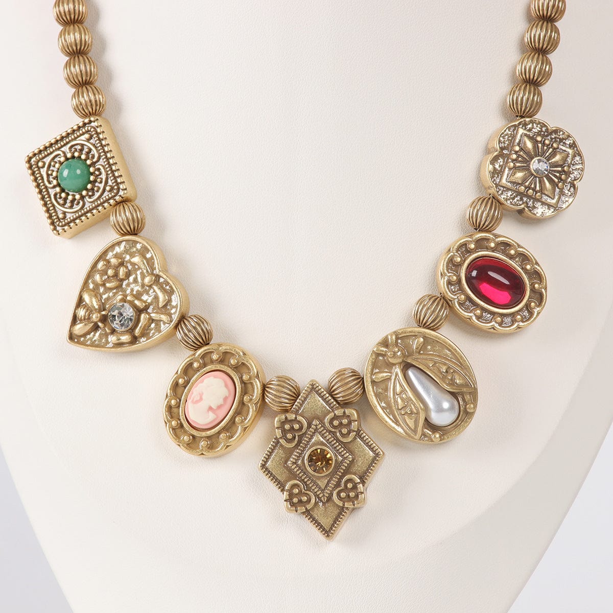 Mypinknyc Portrait Cameo Multiple Pendant Necklace