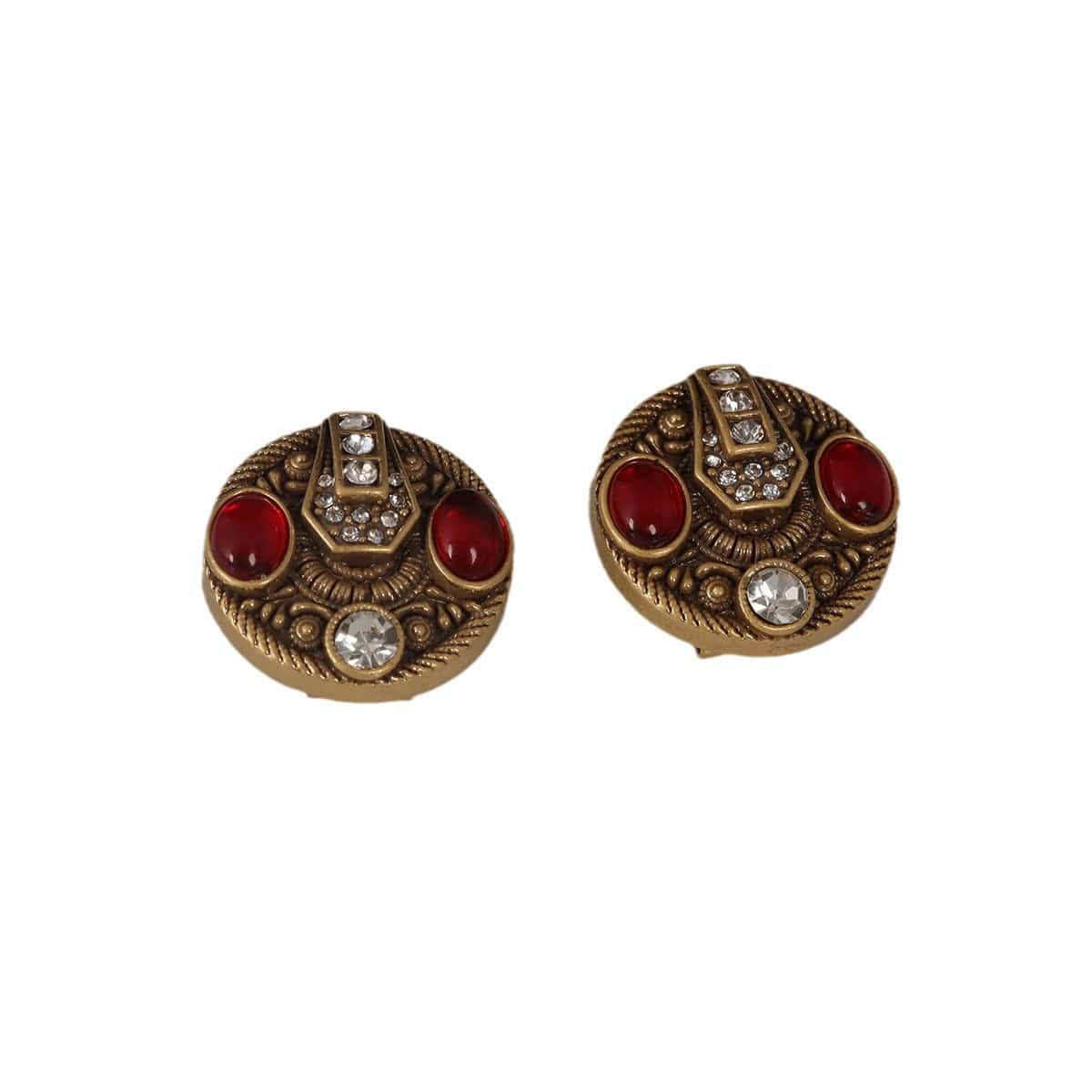 Mypinknyc Red Round Rlazed Earrings
