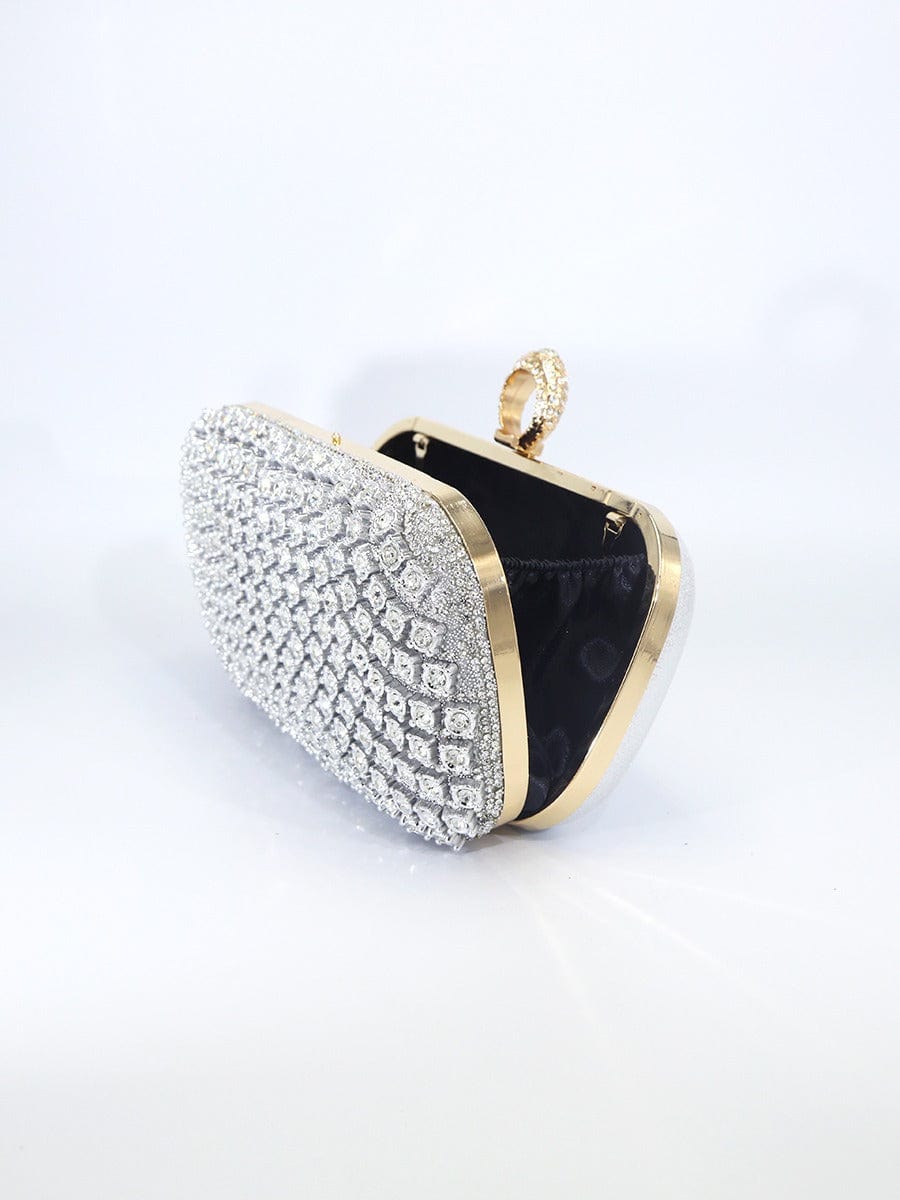 Mypinknyc Ring Buckle Sparkle Clutch