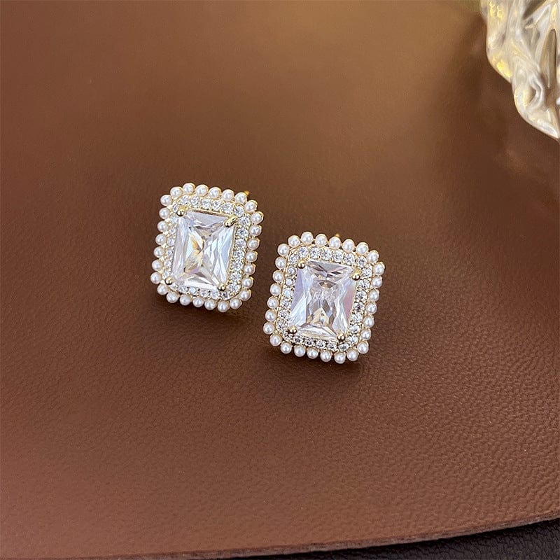 Mypinknyc Sparkling Square Earrings