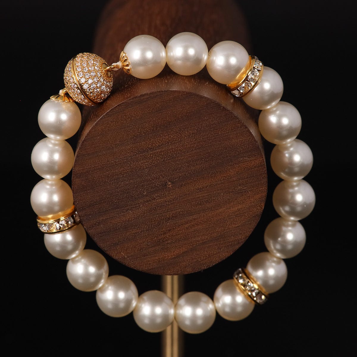 Mypinknyc Sterling Silver Cubic Zirconia Pearl Bracelet