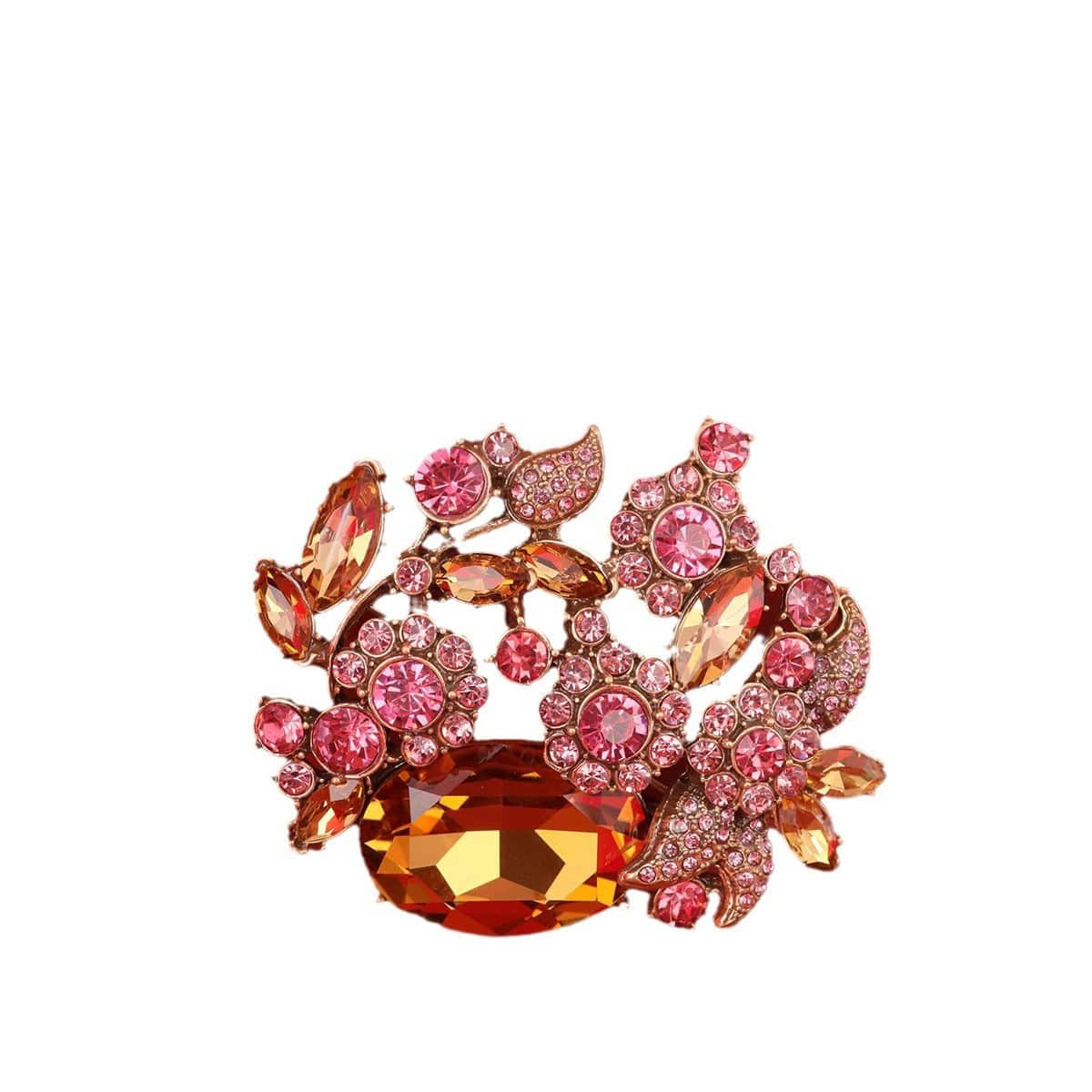 Mypinknyc Stone Pink Flower Cluster Arched Pin