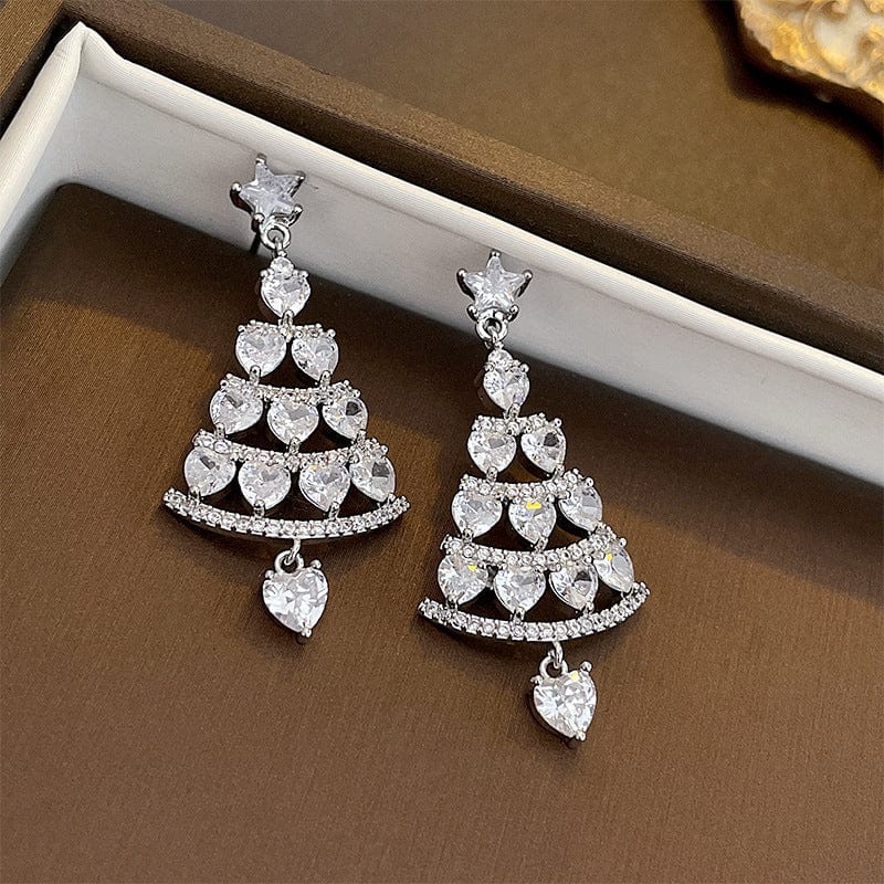 Mypinknyc Zircon Christmas Tree Earrings