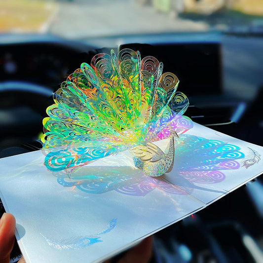 Mypinknyc Peacock Sparkling 3D Greeting Popup Card