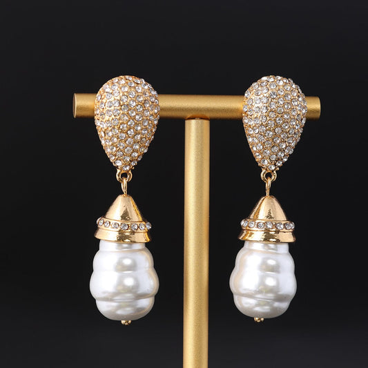 Mypinknyc Pearl Studded Zircon Earrings