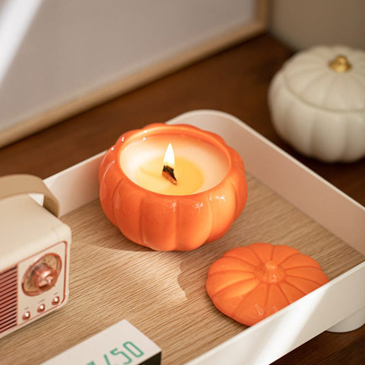 Mypinknyc Pumpkin Shaped Handmade Aromatherapy Candle Festival Decor