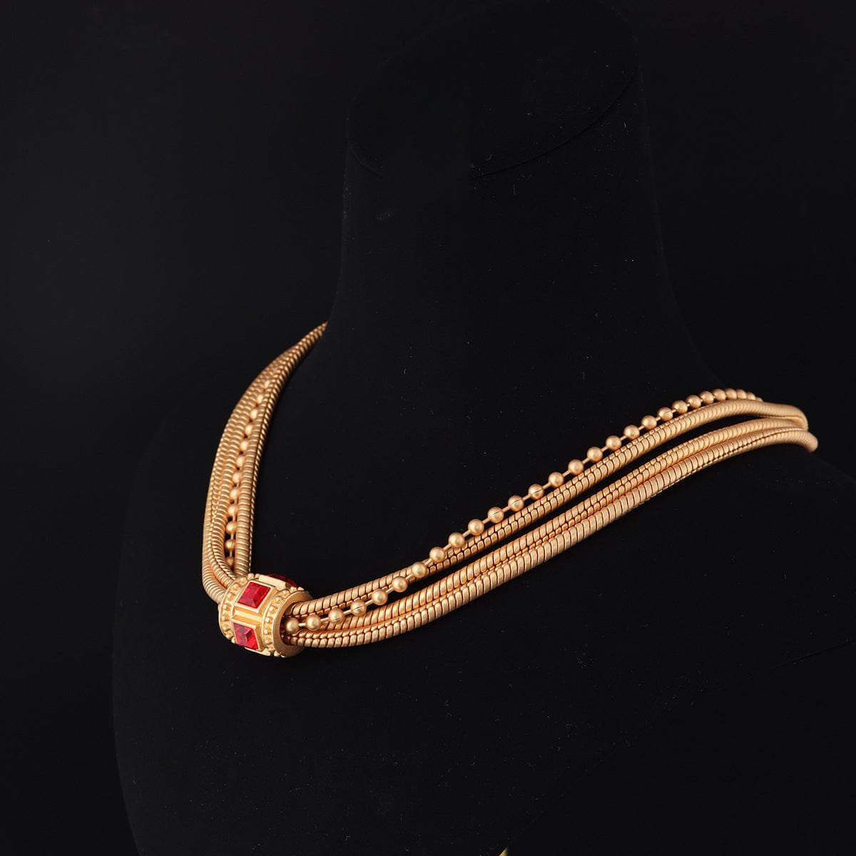 Mypinknyc Ruby Multi-layer Chain Necklace