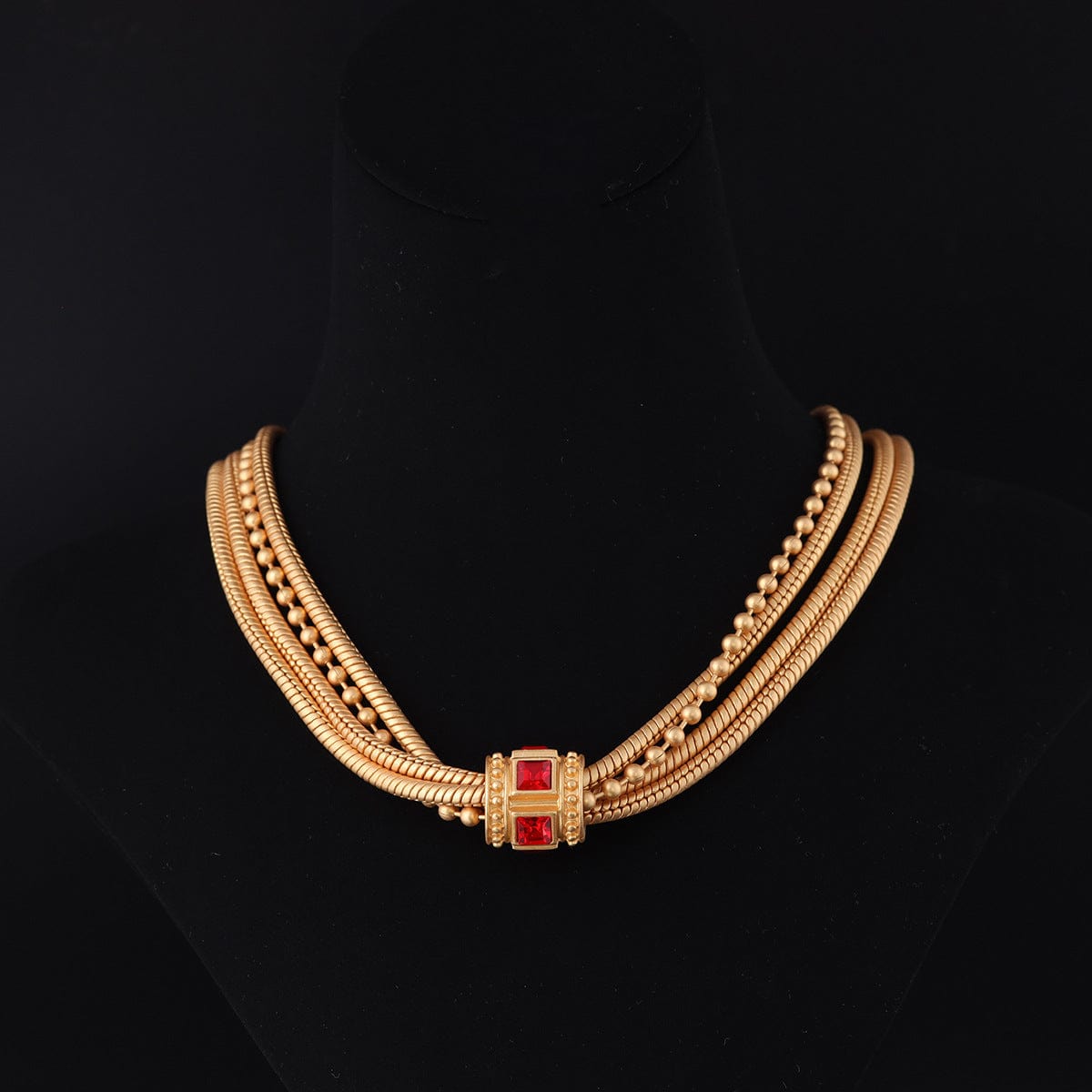 Mypinknyc Ruby Multi-layer Chain Necklace