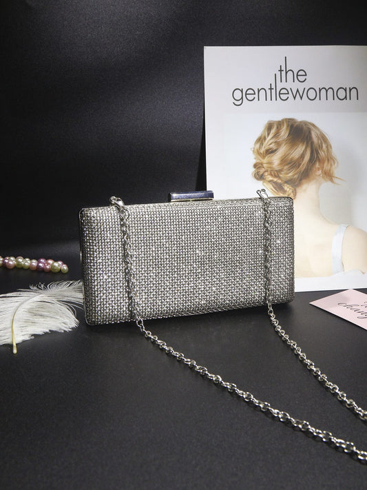 Mypinknyc Silver-tone Sparkle Clutch