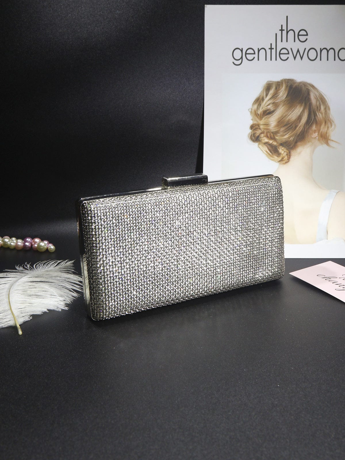 Mypinknyc Silver-tone Sparkle Clutch