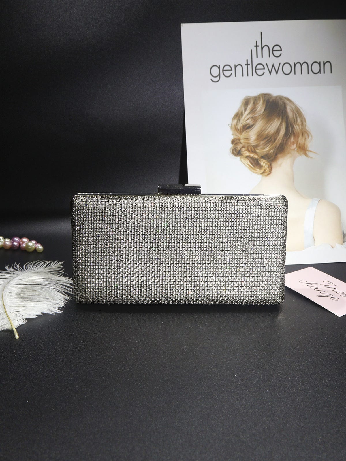 Mypinknyc Silver-tone Sparkle Clutch