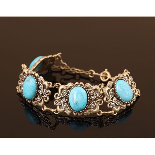 Mypinknyc Turquoise hollowed out bracelet