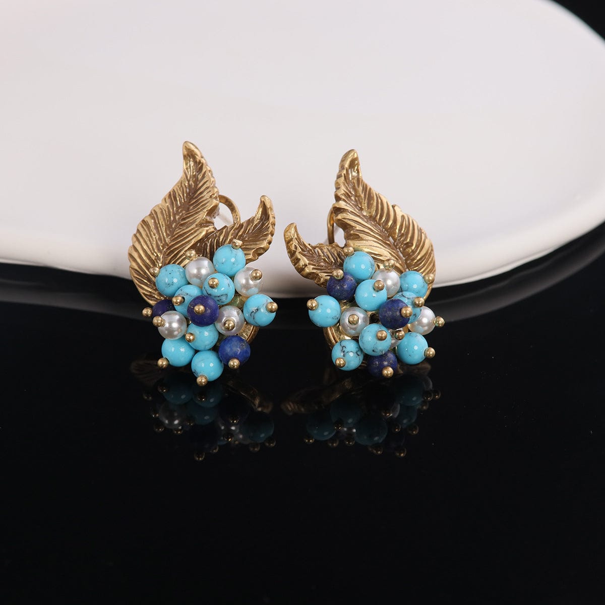 Mypinknyc Turquoise Metal Earrings