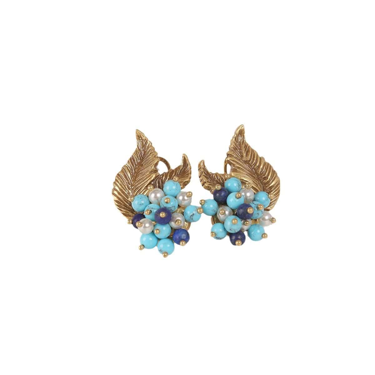 Mypinknyc Turquoise Metal Earrings